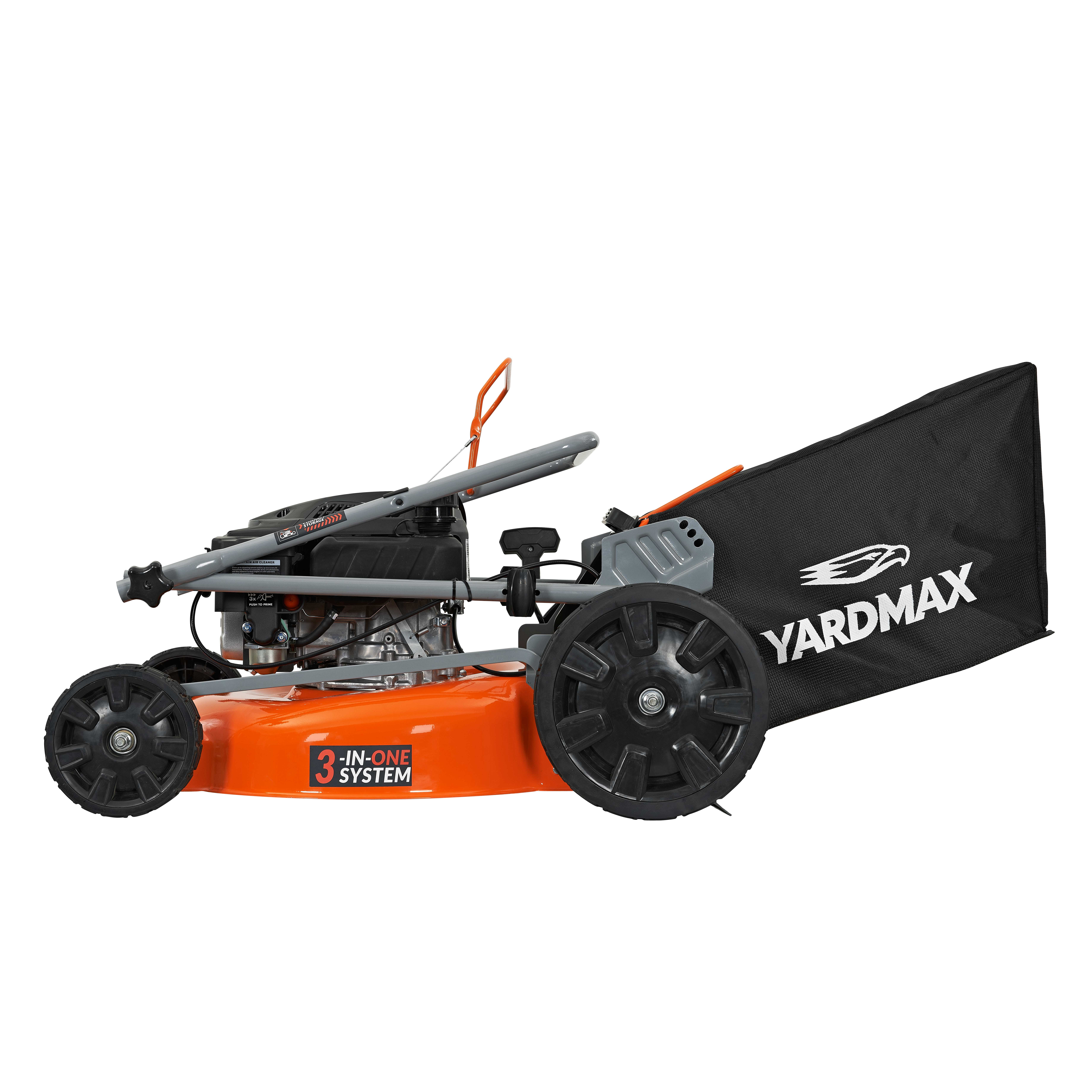 YARDMAX 21 in. 170cc 3-in-1 Gas Walk Behind Push Lawn Mower with High Rear Wheels