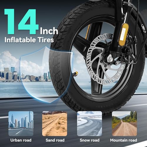 Folding Electric Bike for Adults and Teens, 560W Motor 24MPH Compact Commuter Ebike, 32 Miles Range, 48V 10Ah Battery, 3-Level Pedal Assist