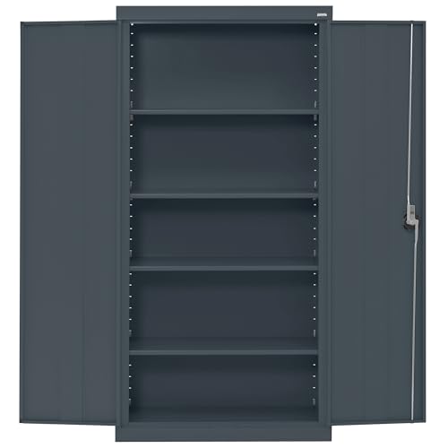 Sandusky Lee EA4R362472-02 Welded Steel Elite Storage Cabinet with Adjustable Shelves, 24" Length x 36" Width x 72" Height, Charcoal