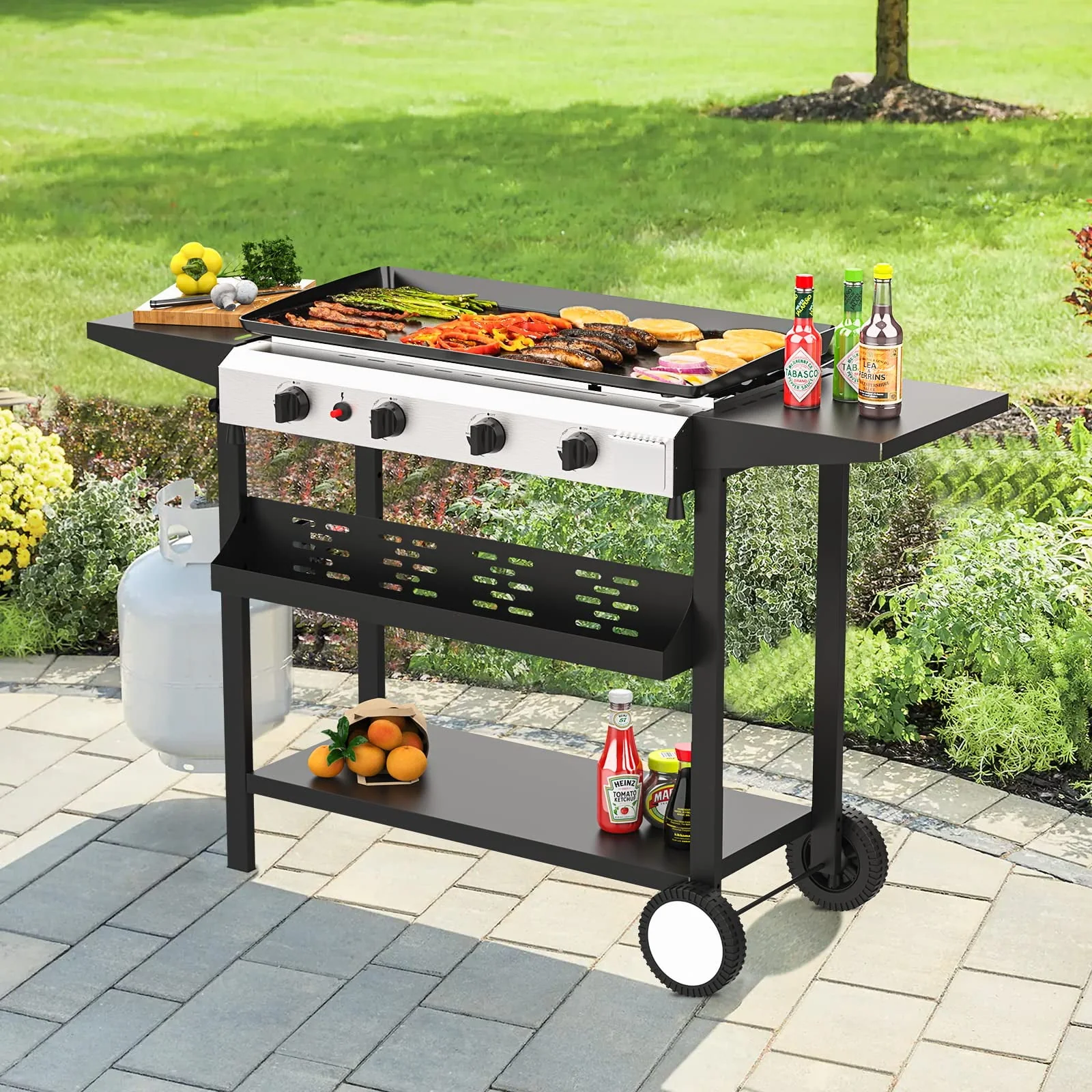 SKOK 3 Burner Gas Griddle-Outdoor Propane Griddle-BTU Propane Fuelled