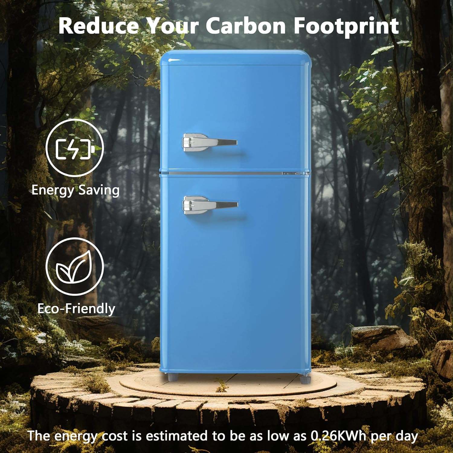 Mini Refrigerator with Freezer 3.5 Cu.Ft, Small Refrigerator with 7 Settings Temperature, Adjustable Shelves, 2 Doors, Low Noise