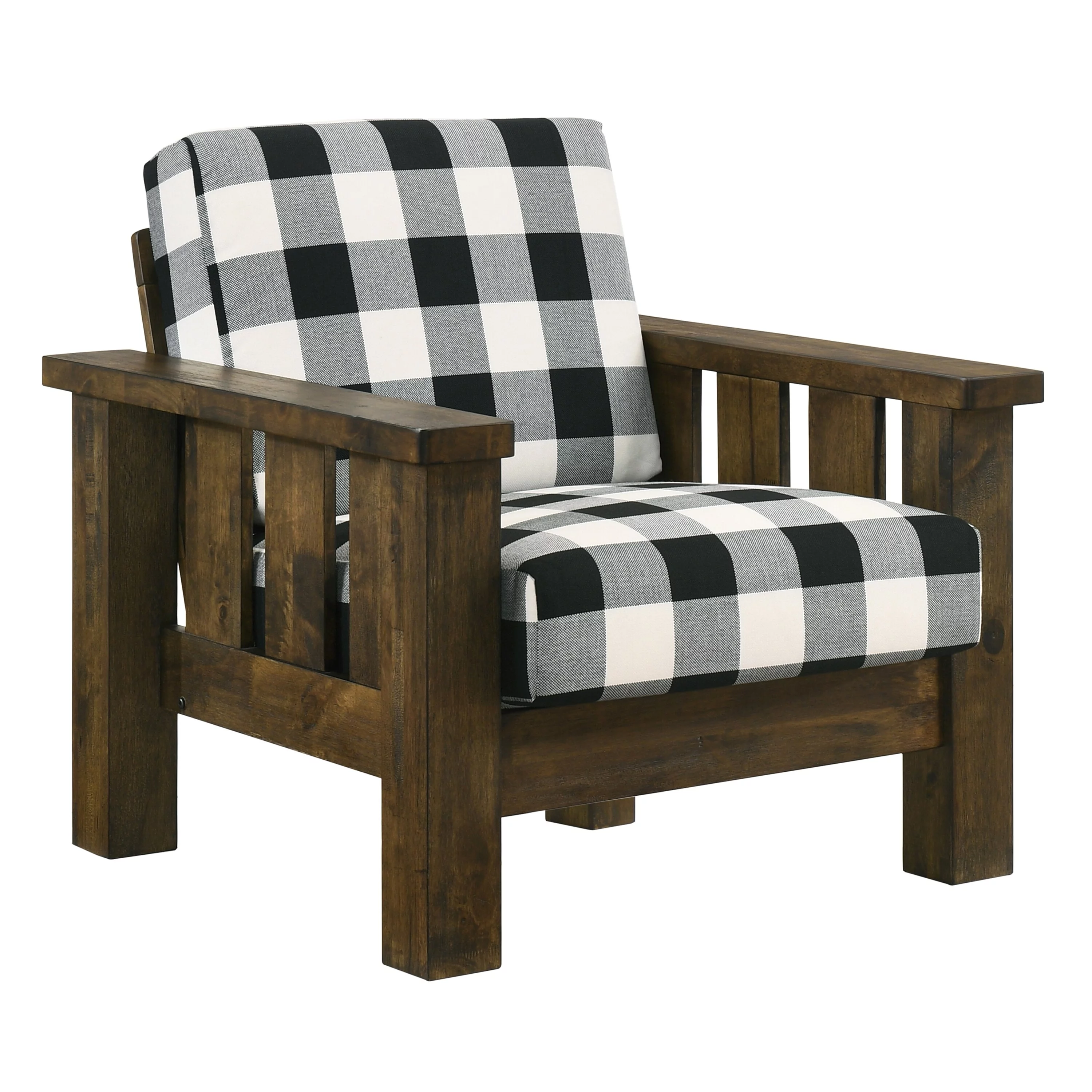 Furniture of America Jimo Rustic Oak Linen Fabric Padded Accent Chair by