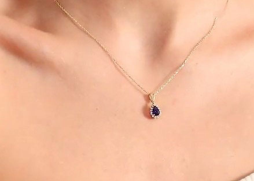 Teardrop Blue Sapphire Necklace- Sterling Silver Sapphire Necklace Sapphire Bridal Necklace- September Birthstone- Anniversary Birthday Gift