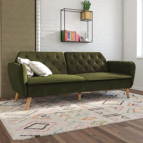 Novogratz Tallulah Memory Foam Futon, Convertible Couch, Camel Faux Leather