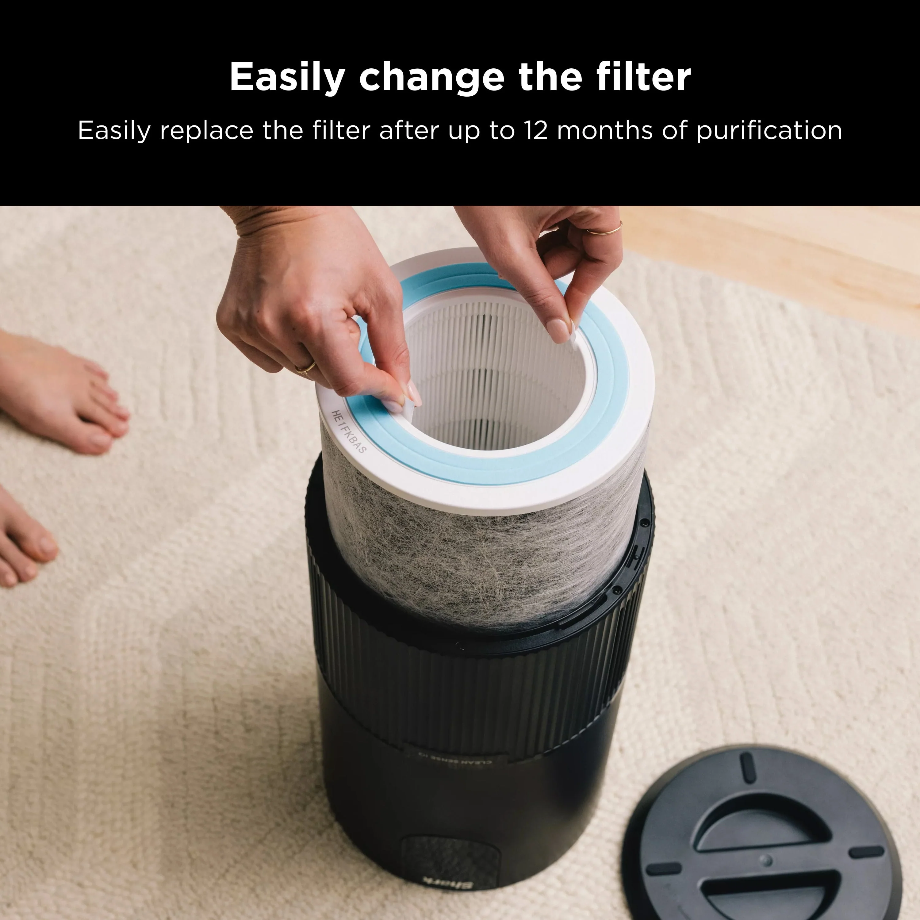 Shark Air Purifier with Nanoseal HEPA, Cleansense IQ, Odor Lock, Cleans up to 500 Sq. Ft, Charcoal Grey, HP100