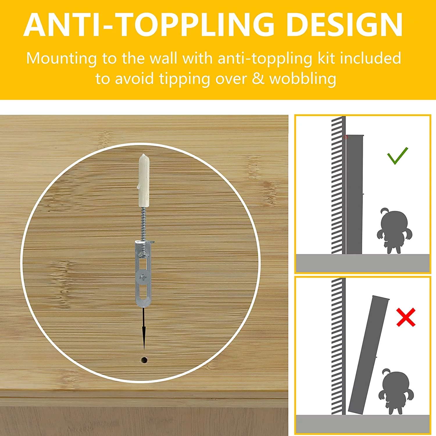 Bamboo Over-The-Toilet Storage Cabinet Bathroom Organizer with Shelf and Cupboard, Freestanding Small Over The Toliet Cabinet, Space Save, Natural