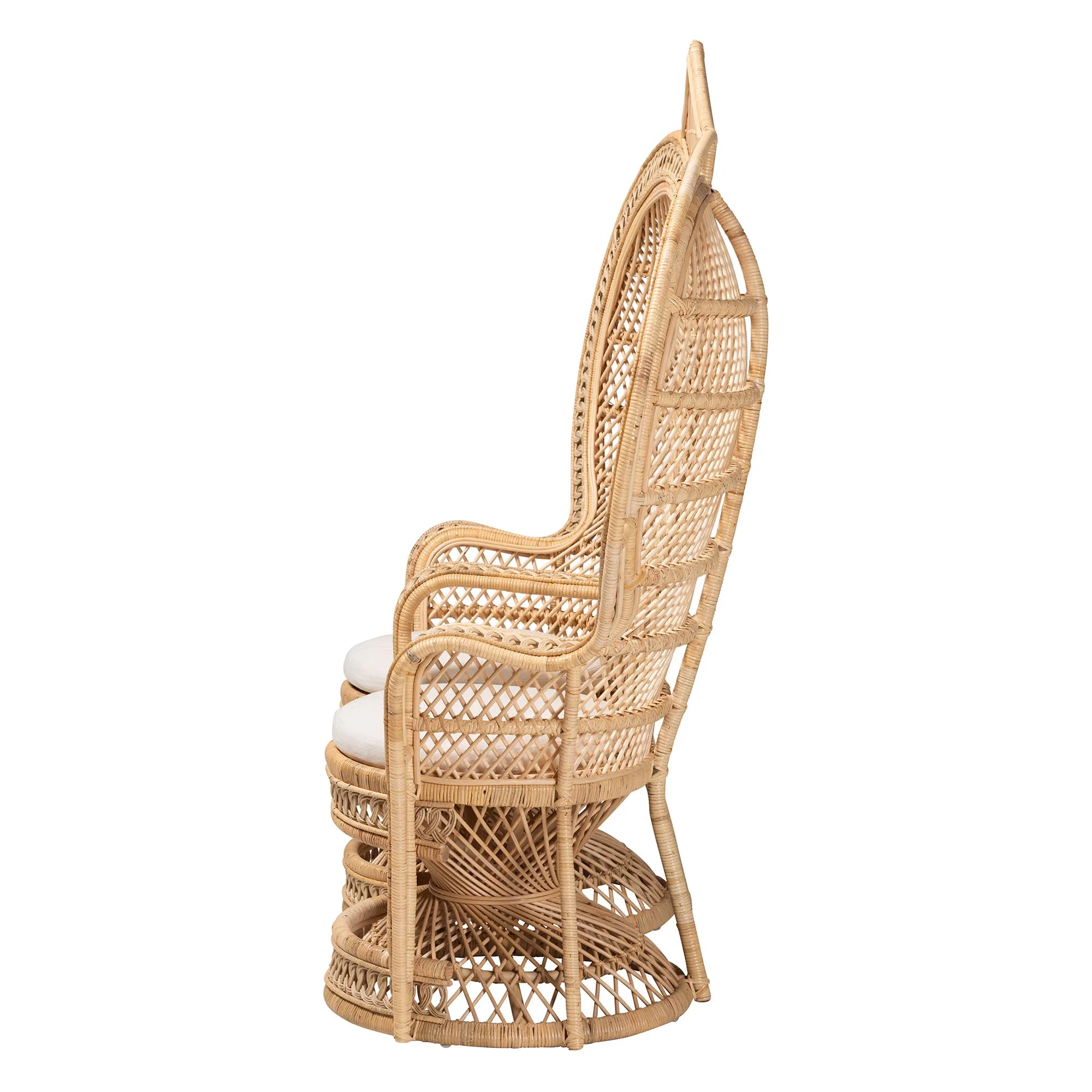 bali & pari Nerita Rattan BOHO Two-Seater Peacock Chair, Natural Brown