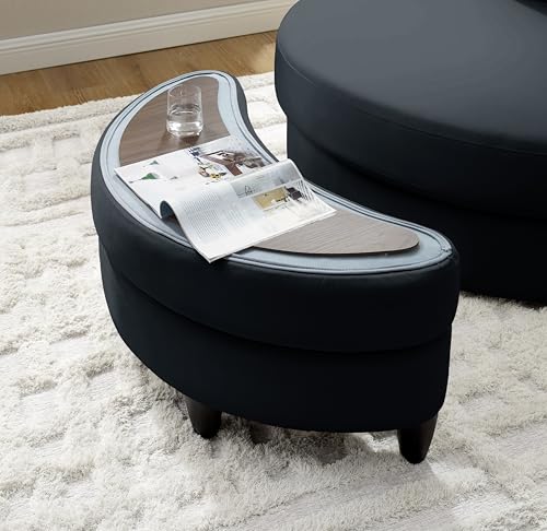 51.5-Inch Oversized Swivel Accent Barrel Chair with Storage Ottoman ,Button Decor and 4 Pillows