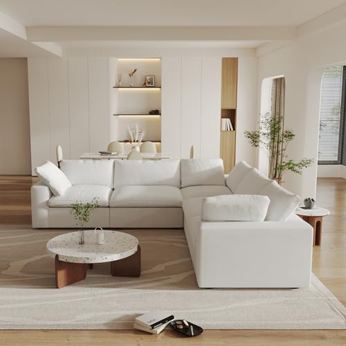 160.6" Cloud Couch Modular Sectional Sofa for Livingroom,Oversized Convertible Sofa with Storage Ottomans,6 Seat Wide Couches