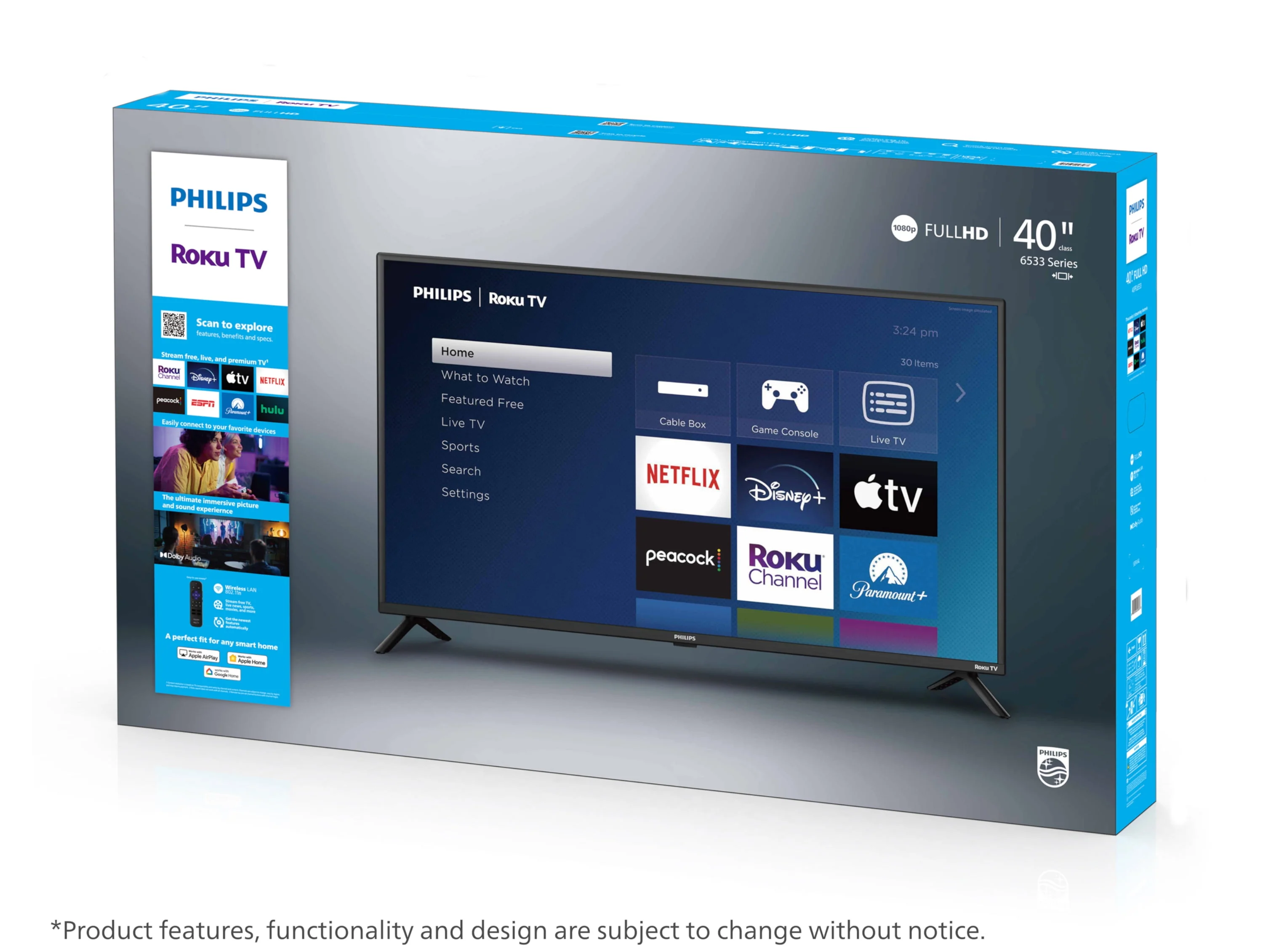 Philips 40 Class FHD (1080p) Roku Smart LED TV (40PFL6533/F7) (New)