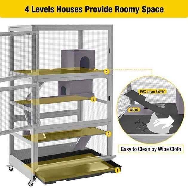 Aivituvin Large Wooden Chinchilla Ferret Cage AIR56 - Pet Supplies online store