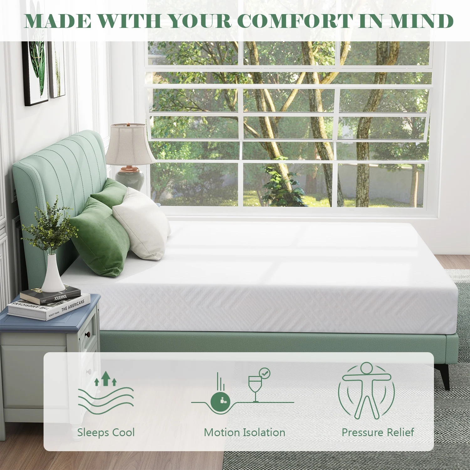 Queen Mattress,10" Cooling Gel Memory Foam Mattress Medium Firm Mattress,Queen Mattress in a Box