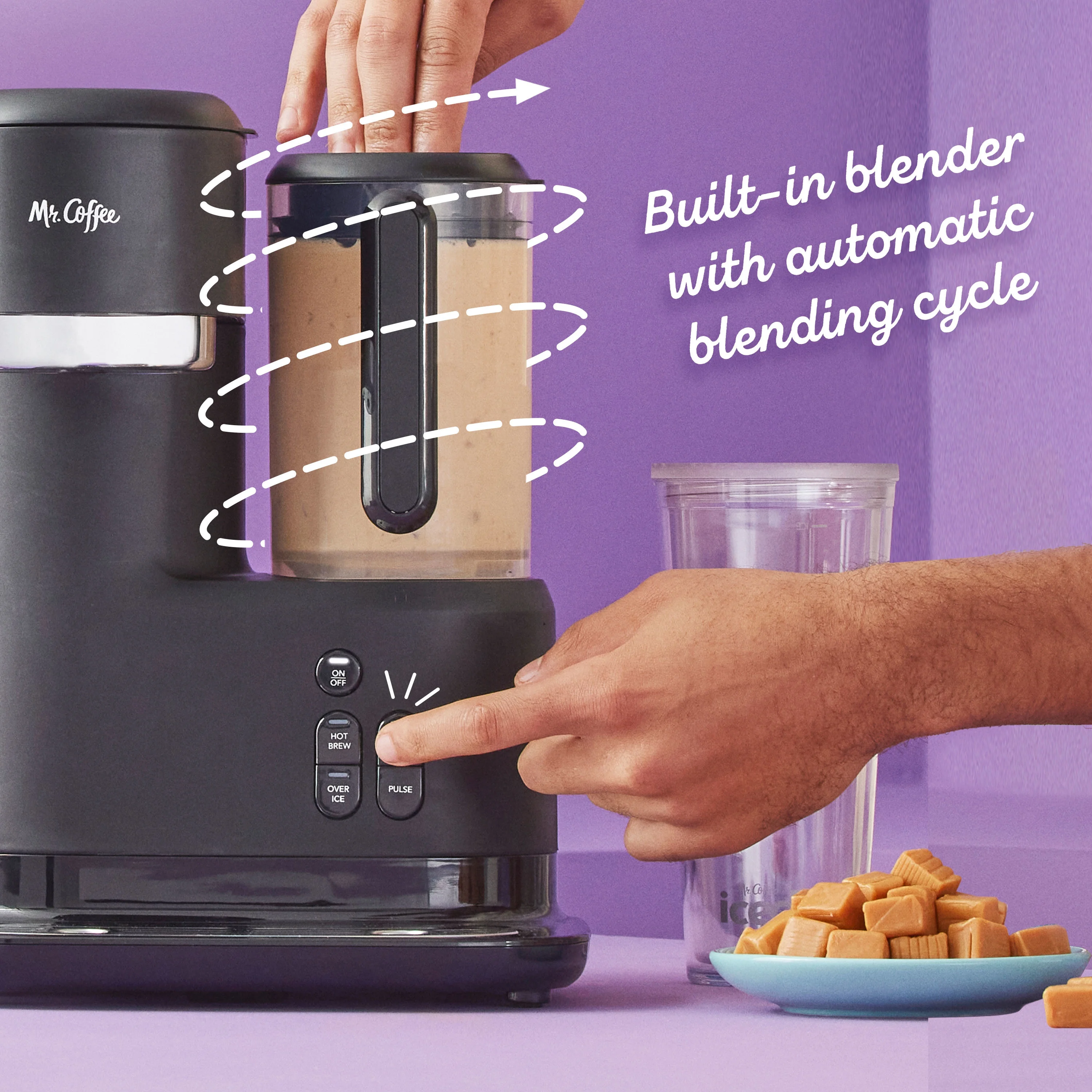 Mr. Coffee Single-Serve Iced and Hot Coffee Maker & Blender with 2 Tumblers