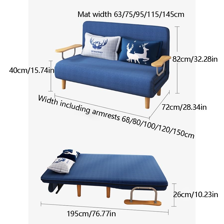 3-in-1 Convertible Sofa Bed Sleeper Chair with Pillow, Folding Versatile Upholstered Armchair,Adjustable Leisure Chaise for Home,Office (Color : D