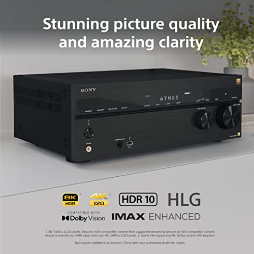 Sony STR-AN1000 7.2 CH Surround Sound Home Theater 8K A/V Receiver: Dolby Atmos, DTS:X, Digital Cinema Auto Calibration IX, Bluetooth, WiFi