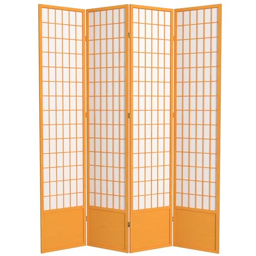Red Lantern 7 ft. Tall Window Pane Shoji Screen-White-3 Panels Room Divider