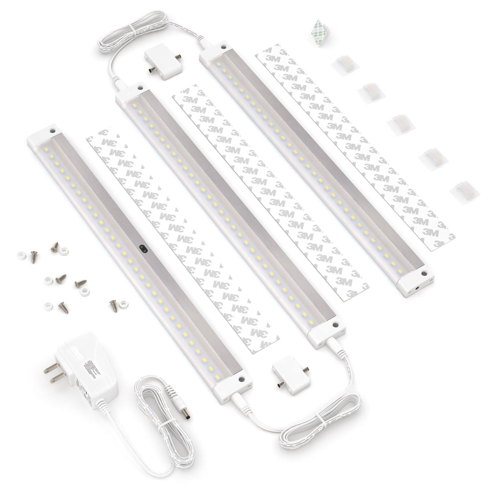 [New] EShine White Finish 3 12 inch Panels LED Dimmable Under Cabinet Lighting