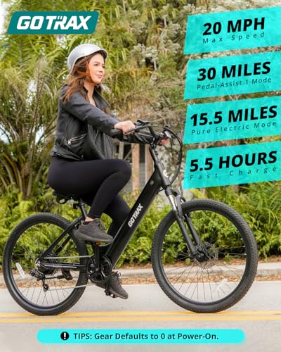 Gotrax Dolphin 26" Electric Bike, Max Range 30Miles(Pedal-assist1) & 20Mph Power by Peak 500W, 5 Pedal-Assist Levels & Front Suspension