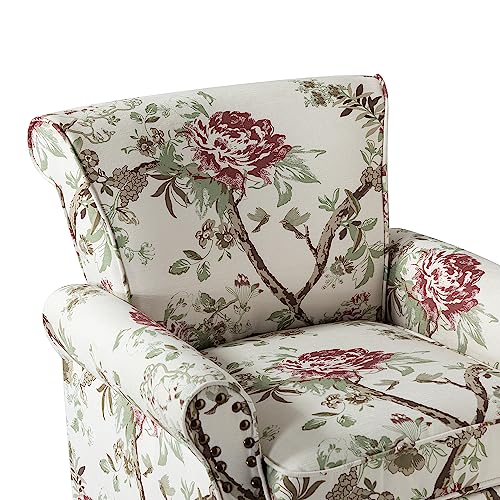 HULALA HOME Modern Wingback Accent Chair with Wood Legs & Removable Cushion, Comfy Upholstered Armchair with Nailhead Trim