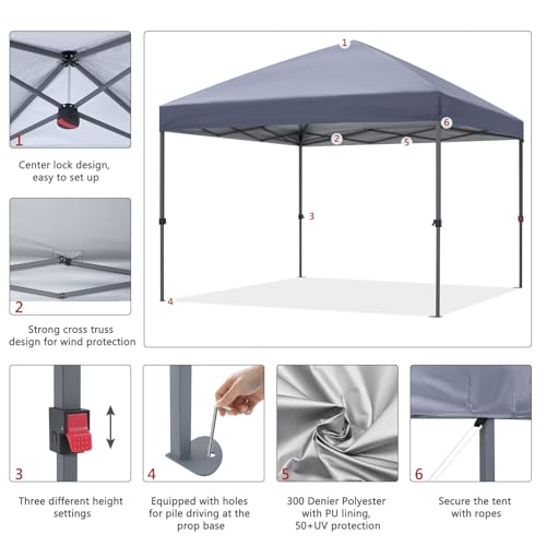 ABCCANOPY Durable Easy Pop up Canopy Tent 10x10, Red
