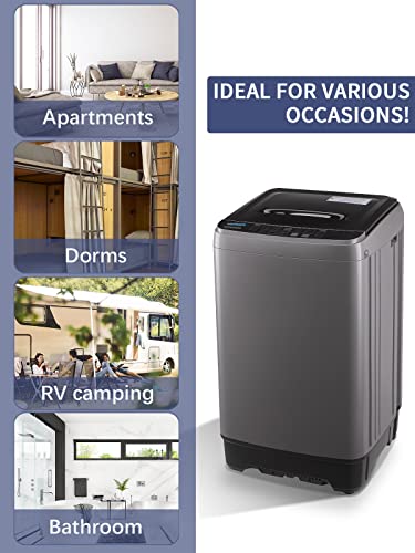 Krib Bling Full-Automatic Washing Machine with Drain Pump, 17.7 lbs Compact Washer, 10 Wash Program & 8 Water Level, Ideal for Apartment, Dorm, RV