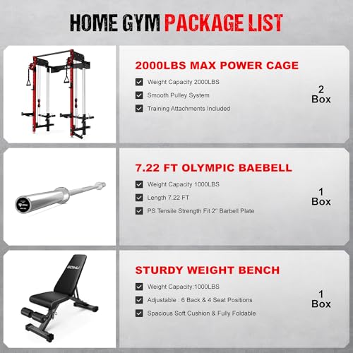 WM3-V4 Folding Squat Rack, Wall Mounted Power Rack with Dual Independent Pulley System