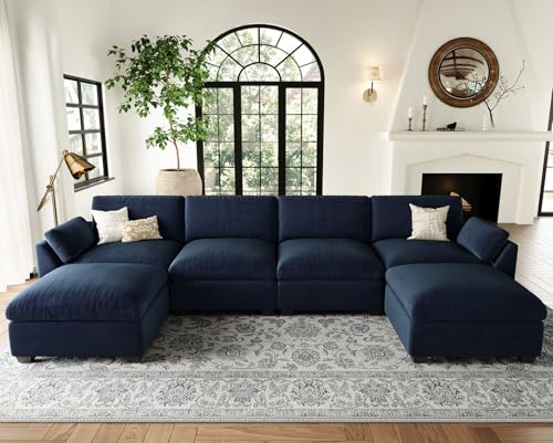 Belffin Extra Large Modular Sectional Sofa,106.3" 4-Seater L Shaped Couch,Velvet Convertible Sectional Couches for Living Room