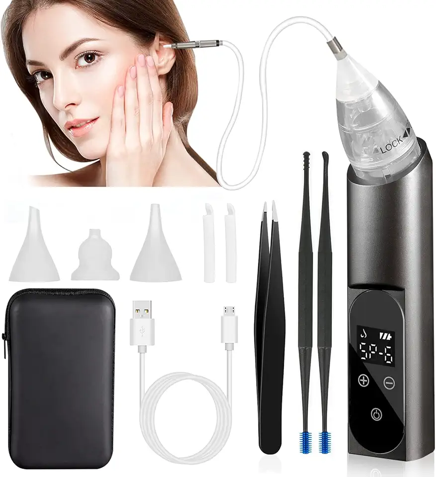 Ear Vacuum Wax Removal Tool, Ear Vacuum Wax Remover, 6 Levels Electric Strong Suction Ear Wax Remover, USB Charge Ear Wax Removal Kit