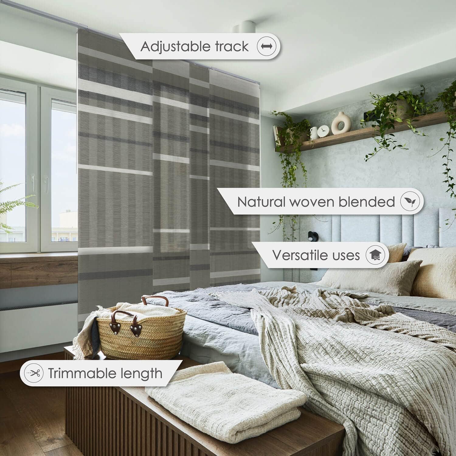 GoDear Design Adjustable Vertical Blinds, Panel Track Blinds, Sliding Glass Door Blinds, Closet Doors, Room Dividers