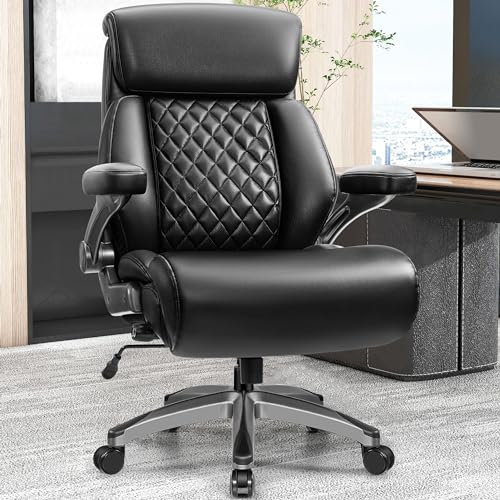 Big and Tall 500lbs Office Chair,Heavy Duty Large PU Leather Executive Desk Chair with Wide Seat