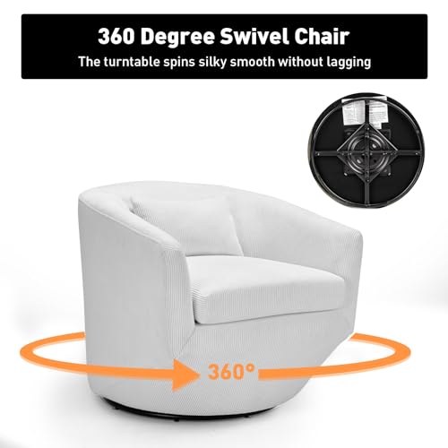 CANMOV 360° Swivel Accent Chair Set of 2, Upholstered Swivel Barrel Chair with Pillow, Modern Single Sofa Arm Chair for Living Room, Bedroom, Club