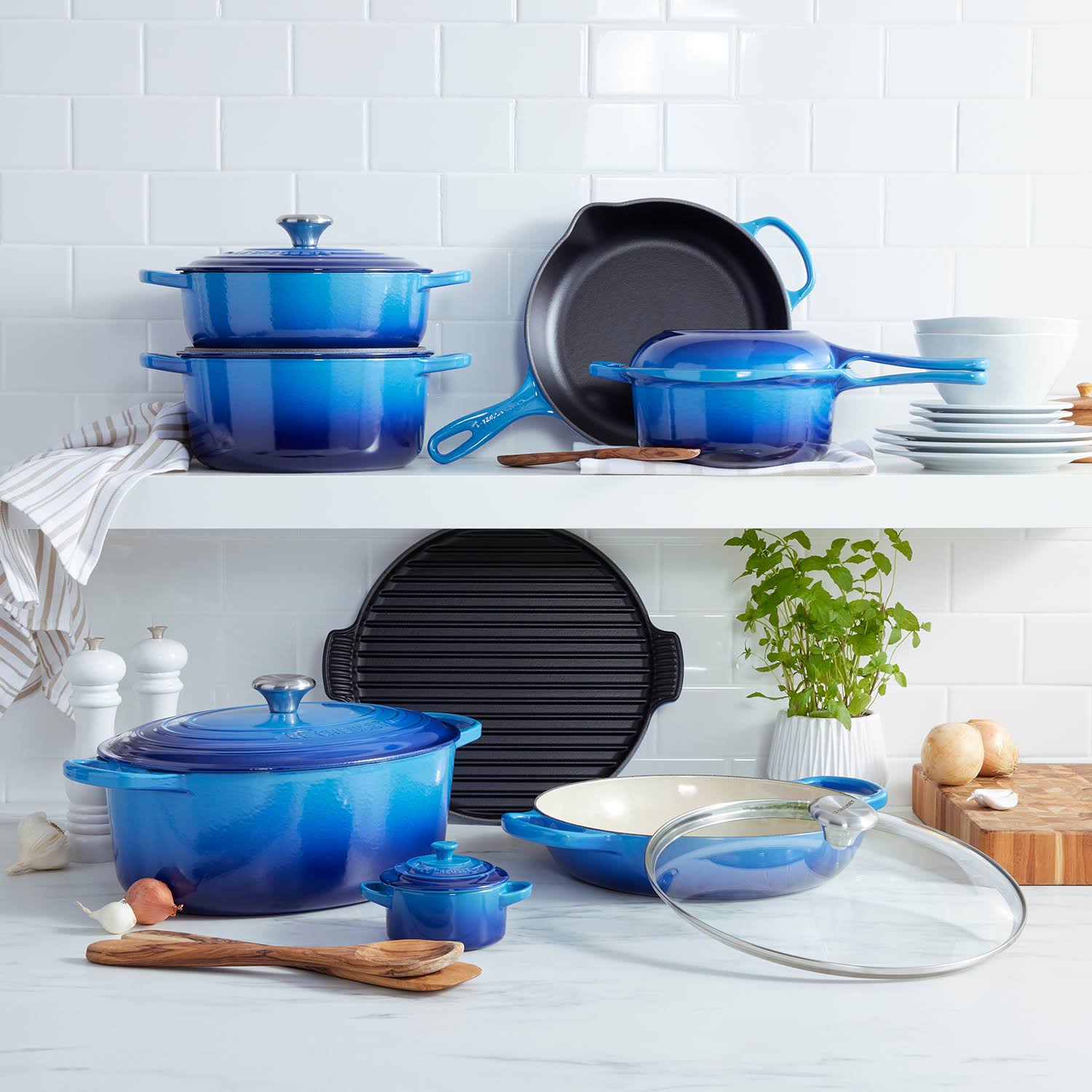 Le Creuset 9.5x22 Cast Iron Square Griddle - Caribbean