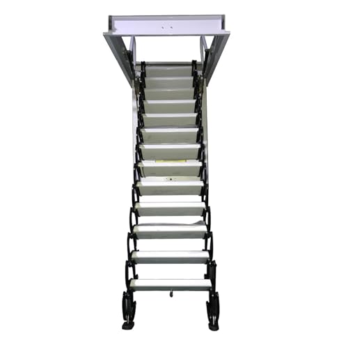 TECHTONGDA Attic Ladder 13 Steps Attic Stairs Pull Down Attic Loft Stair Telescoping Attic Access Ladder Ceiling Mounted Folding Ladder Attic Steps