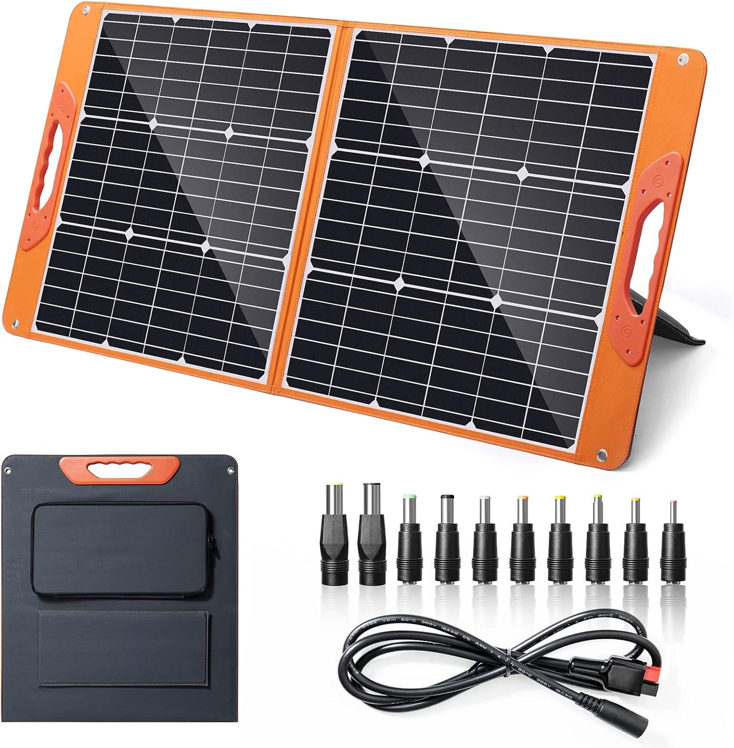 100 Watt Portable Solar Panel for Power Station, Foldable 100W Solar Panel for Camping Hiking Off-Grid Living