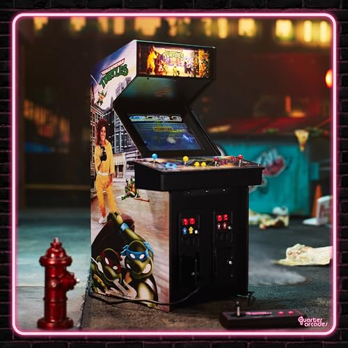 Numskull Quarter Arcades Teenage Mutant Ninja Turtles Collector's Edition Mini Arcade - 1/4 Scale Authentic Wooden Replica, Original ROM