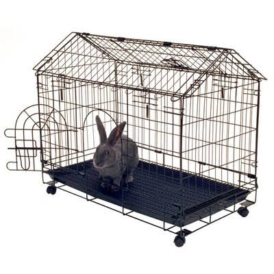 Kennel-Aire Bunny House 4-Wheel Rabbit Cage, Black