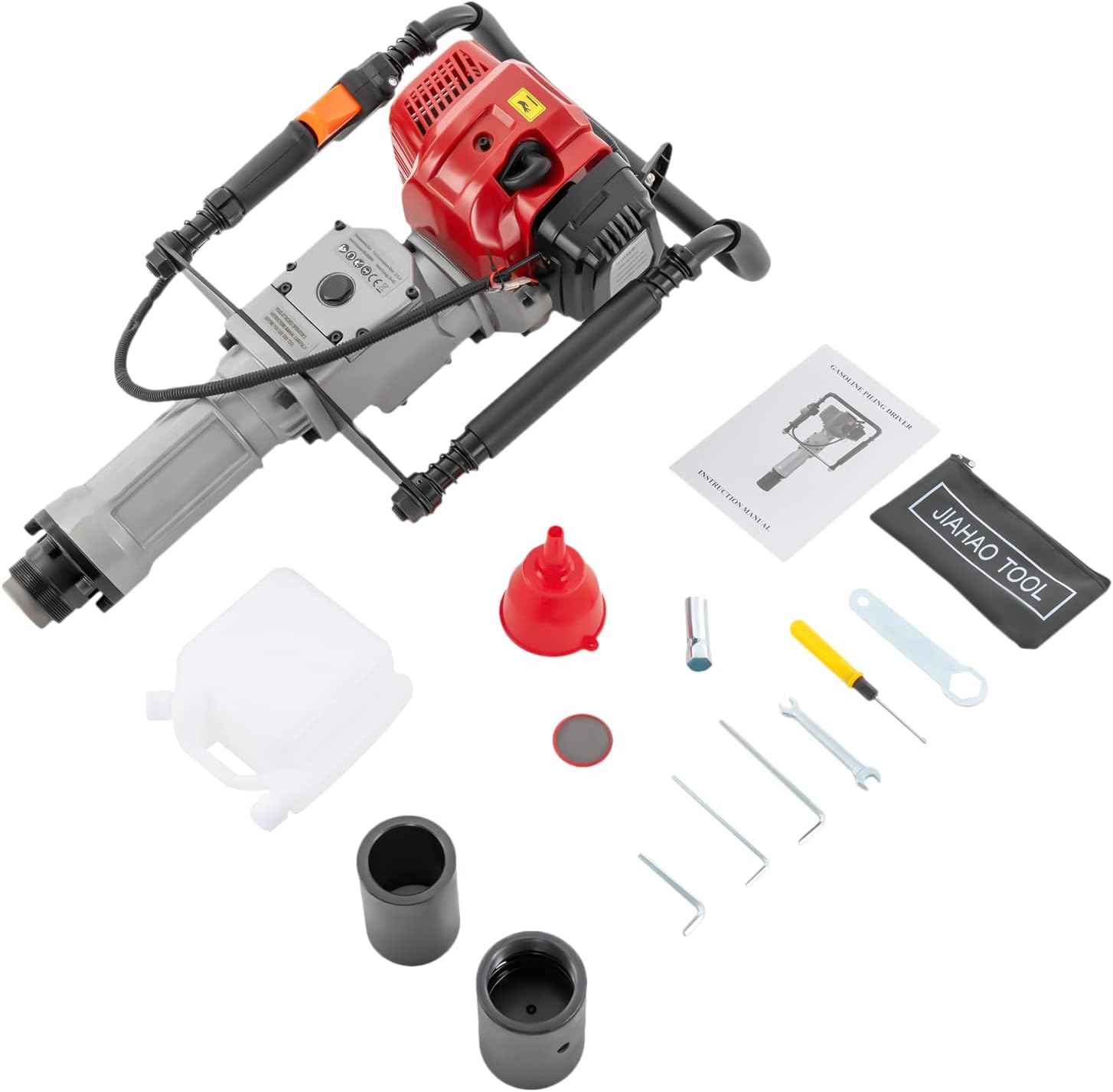 52cc Gas-Powered T Post Driver Fence Post Driver Gasoline Piling 2-Stroke Engine,Pile Driver Hammer w/Storage Case - EPA Certificated