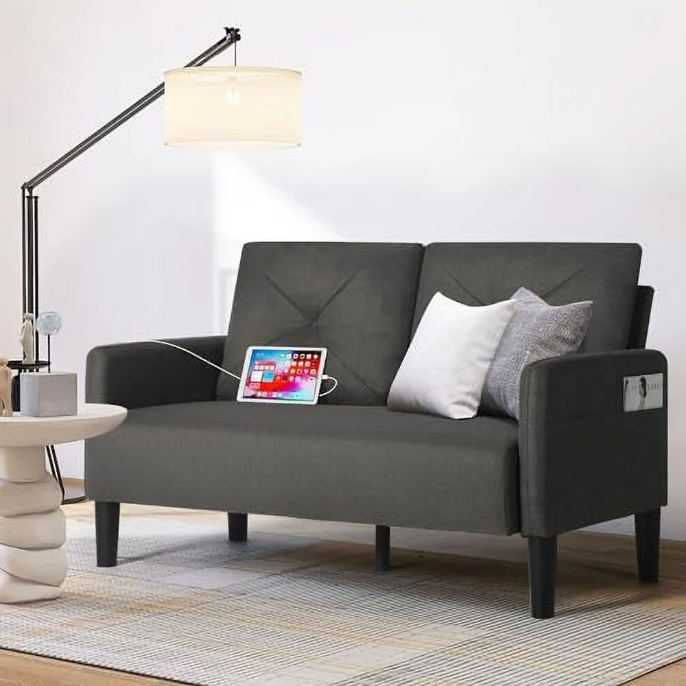 RUNFAYBIU 56" Sofa Couch  Comfy Loveseat w/Charger Port &amp