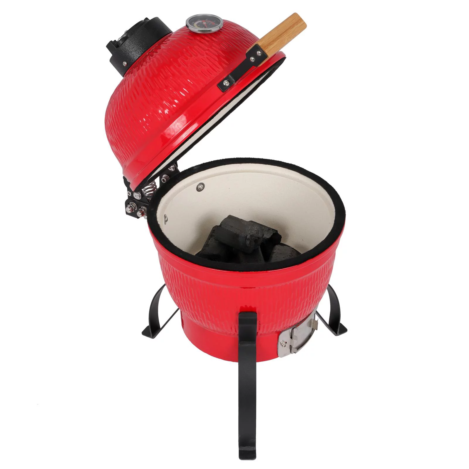 Winado 13in Charcoal Kamado Grill Ceramic Charcoal Grill for Outdoor Barbecue, Camping, BBQ Coal Grill Red
