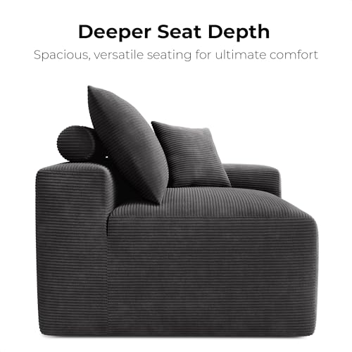 LIKIMIO 120" Modern L-Shaped Modular Sectional Sofa for Living Room, Corduroy Upholstery Green