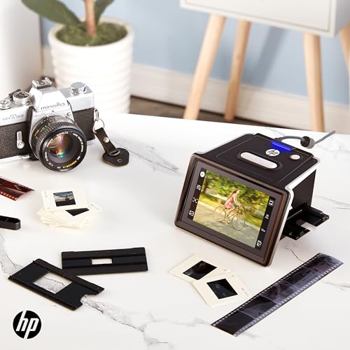 HP FilmScan Touch Screen Film & Slide Scanner Digitizer with 5&rdquo; LCD Screen, Quickly Convert Negatives & Slides to Digital 22MP JPEG Photos