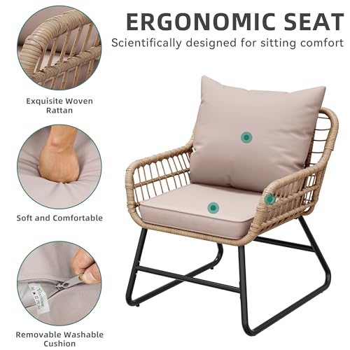YITAHOME 4 Piece Patio Furniture Set, Wicker Outdoor Bistro Set