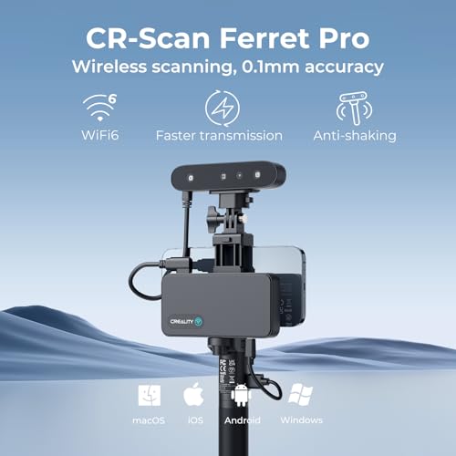 Creality CR-Scan Raptor Pro 3D Scanner for 3D Printing, 22+7 Blue Laser Lines, 30-60fps High Frame Scanning, 24-Bit Full-Color Scans