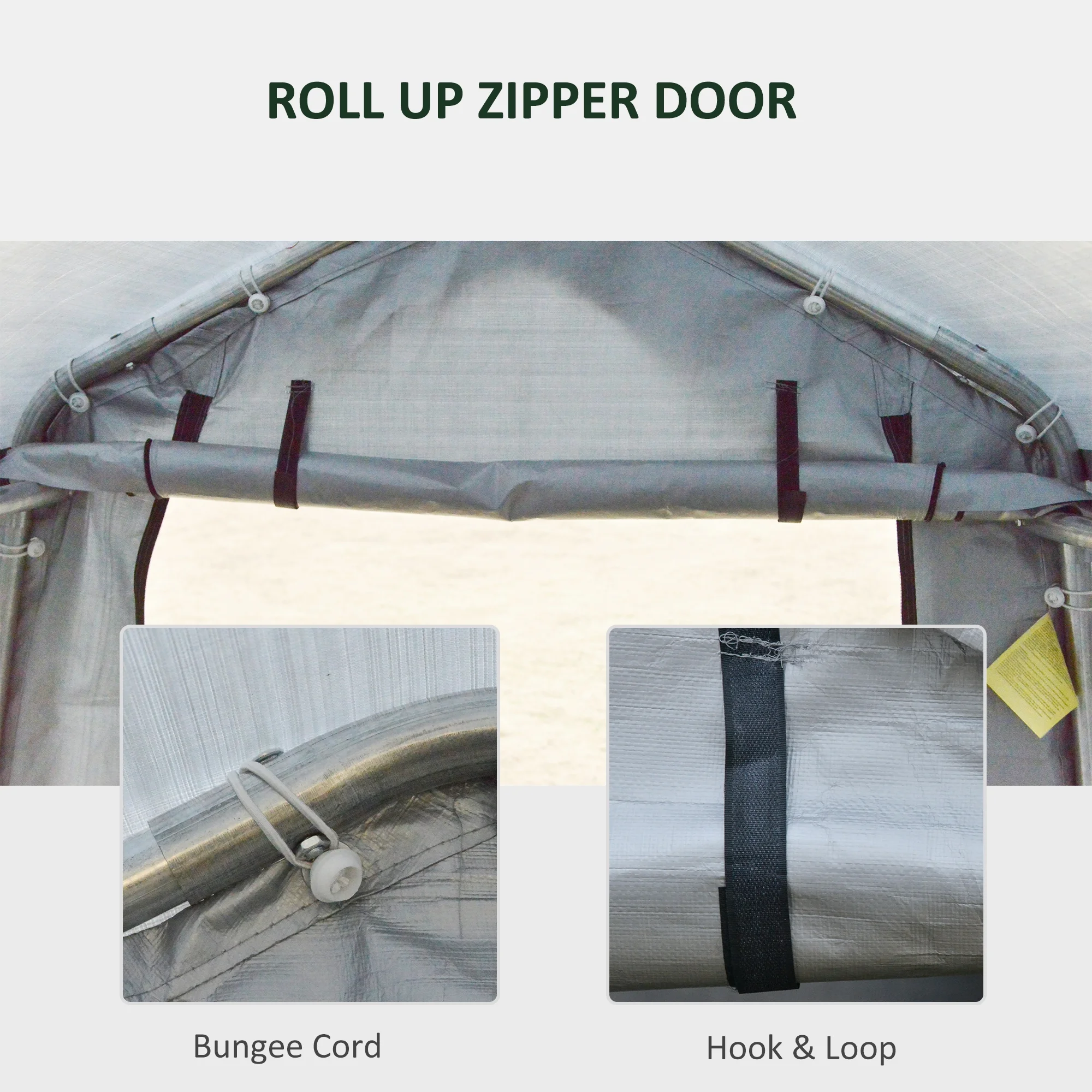 Outsunny 6' x 8' Carport Portable Garage, Heavy Duty Storage Tent, Patio Storage Shelter w/ Anti-UV PE Cover and Double Zipper Doors