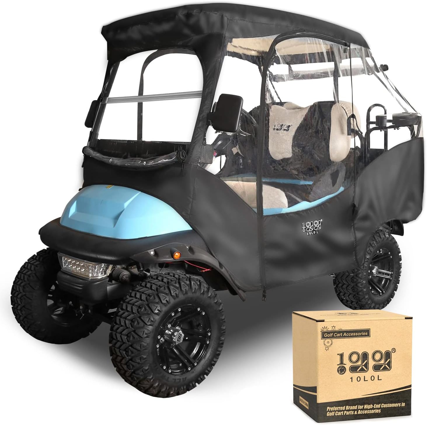 10L0L 4 Passenger Golf Cart Driving Enclosure for Club Car Precedent with Short Roof Up to 57"