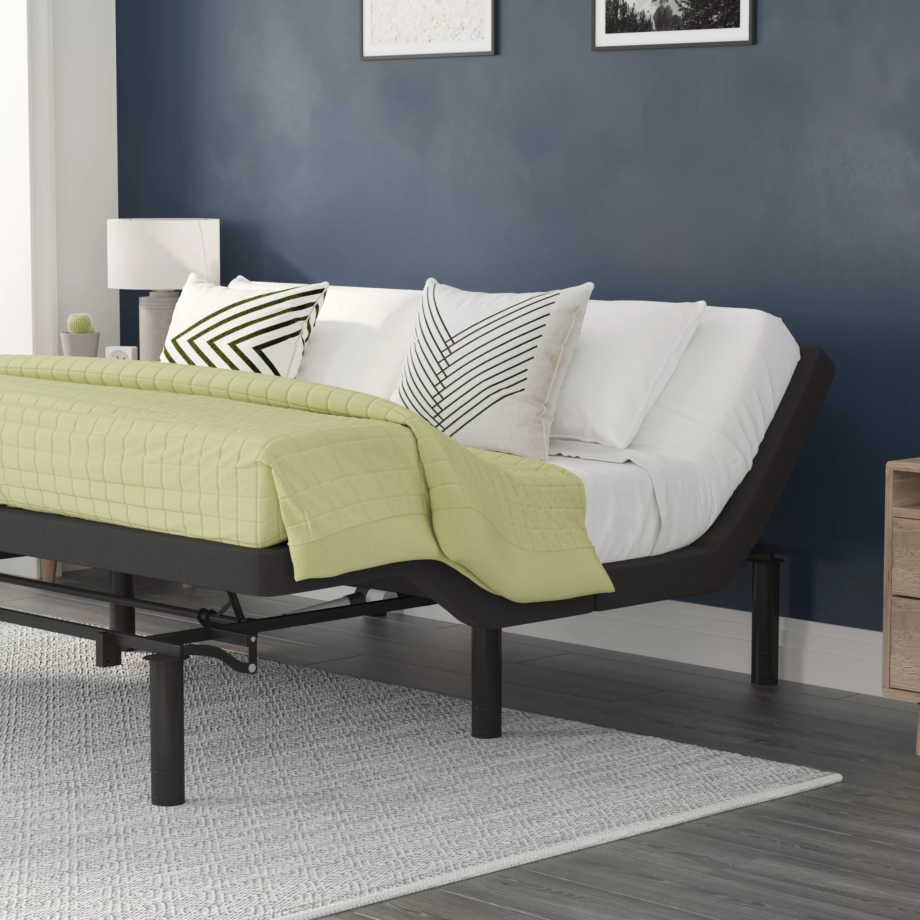 Flash Furniture Selene Motorized Adjustable Bed Frame, Black, King