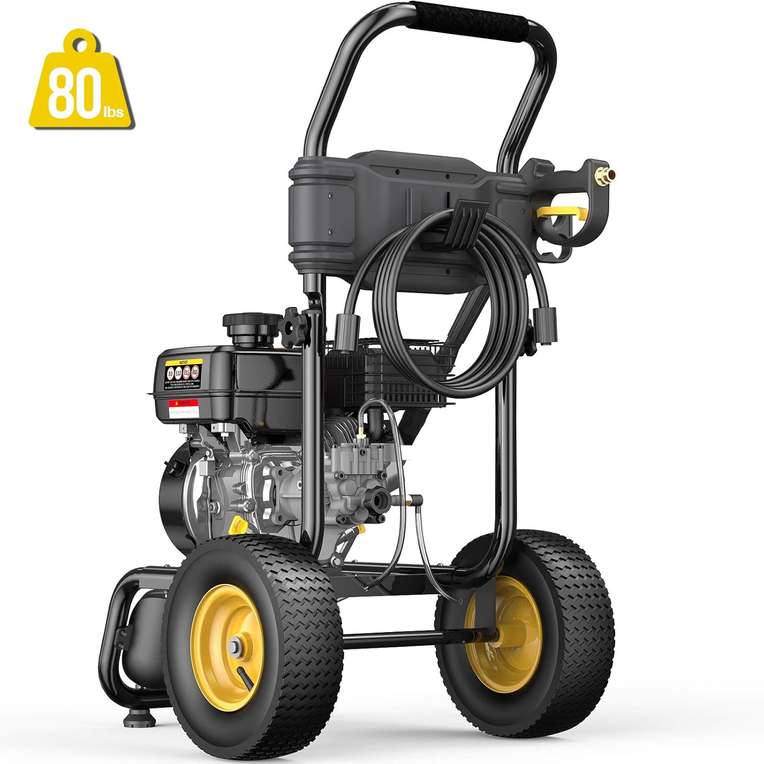 BLUBERY 3500PSI Gas Pressure Washer, 2.6GPM 212CC Power Washer, 50FT Hose&Soap Container, 5 Adjustable Nozzles