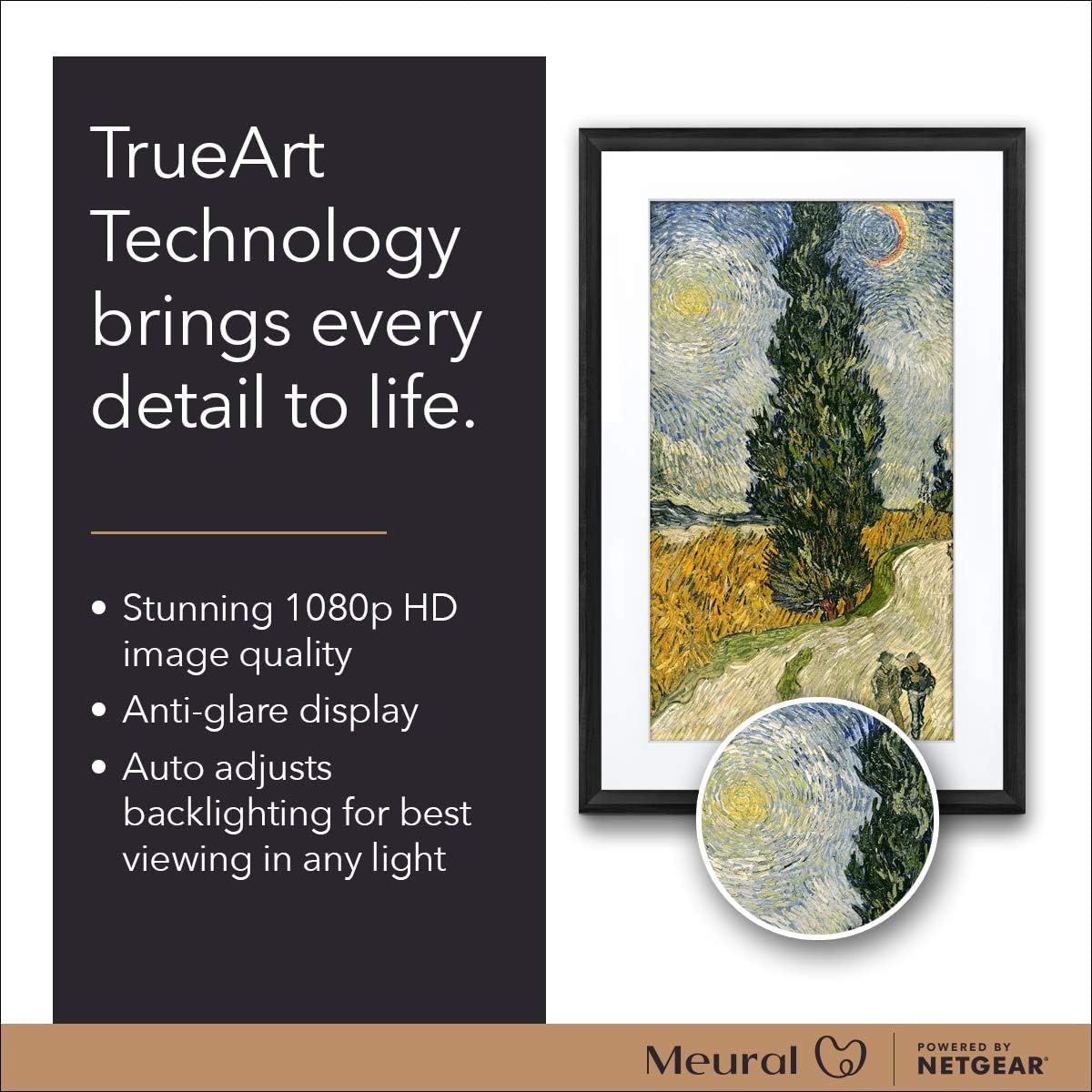 Meural Canvas II – The Smart Art Frame with 21.5 in. HD Digital Canvas That Renders Images and Photography in Lifelike Detail | 16X24 Dark Wood Frame
