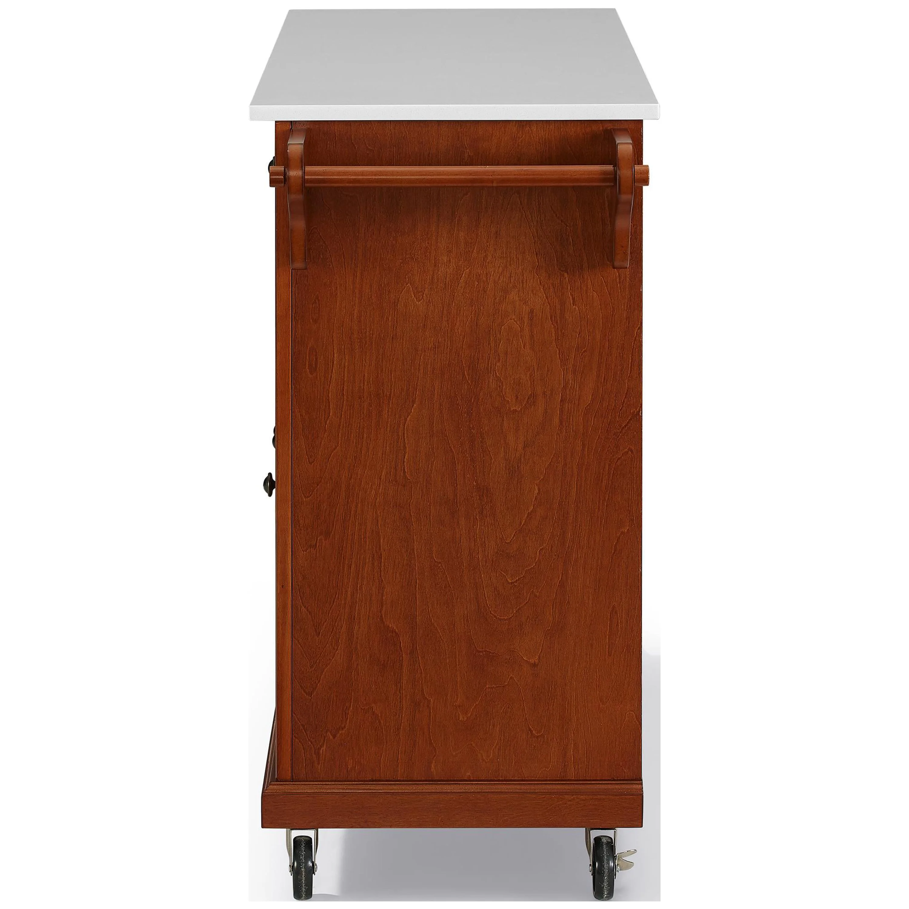 Crosley Furniture Wood Granite Top Kitchen Cart in Cherry/Gray