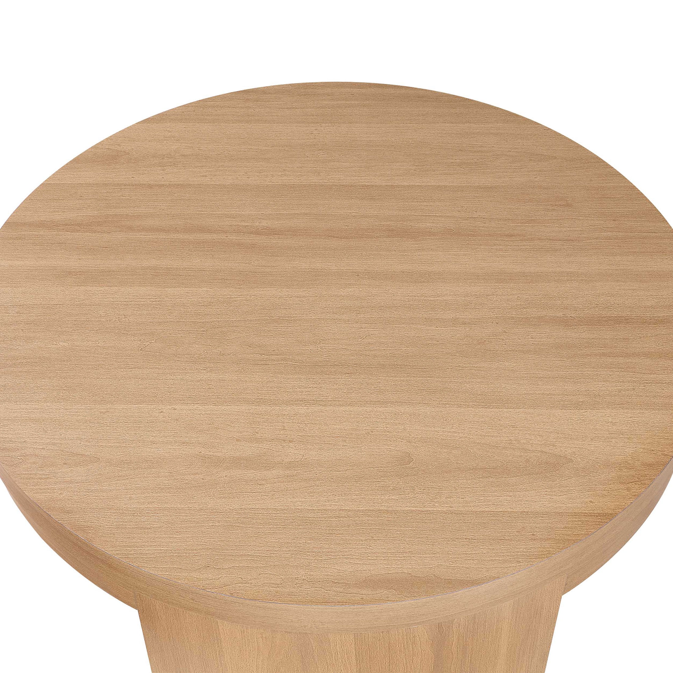 Beautiful Mod Round Coffee Table by Drew Barrymore, Warm Honey Finish - Radiant Selections